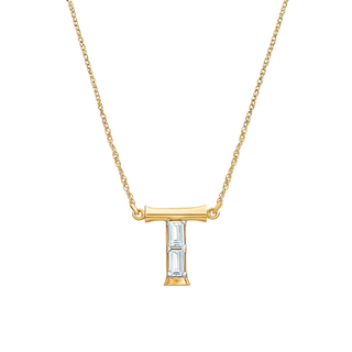 Tanya Initial 'T' Moissanite Necklace