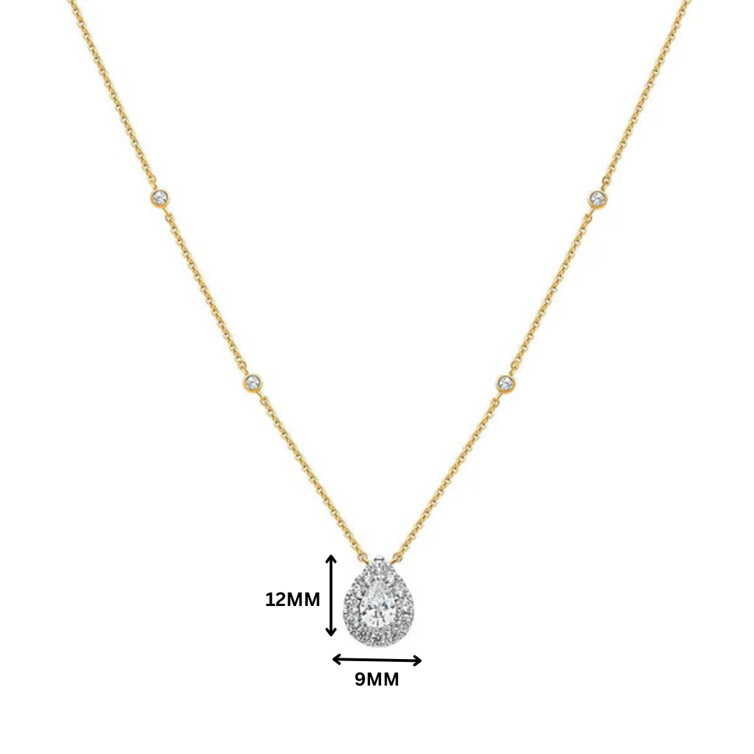 Eira Pear Halo Moissanite Necklace