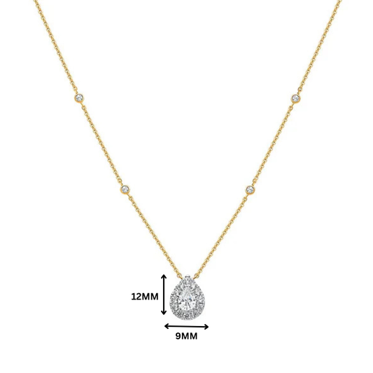 Eira Pear Halo Moissanite Necklace
