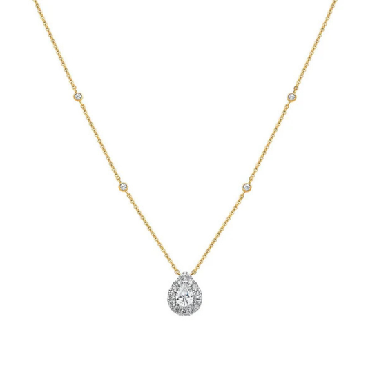 Eira Pear Halo Moissanite Necklace