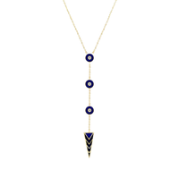Indira Blue Enamel Moissanite Lariat Necklace | Silver Chic