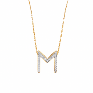 Classic M Moissanite Initial Necklace