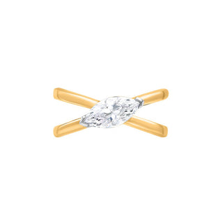 Cross-Over Marquise Moissanite Silver Ring