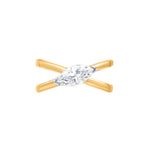 Cross-Over Marquise Moissanite Silver Ring