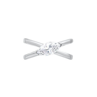 Cross-Over Marquise Moissanite Silver Ring