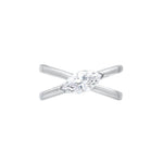 Cross-Over Marquise Moissanite Silver Ring