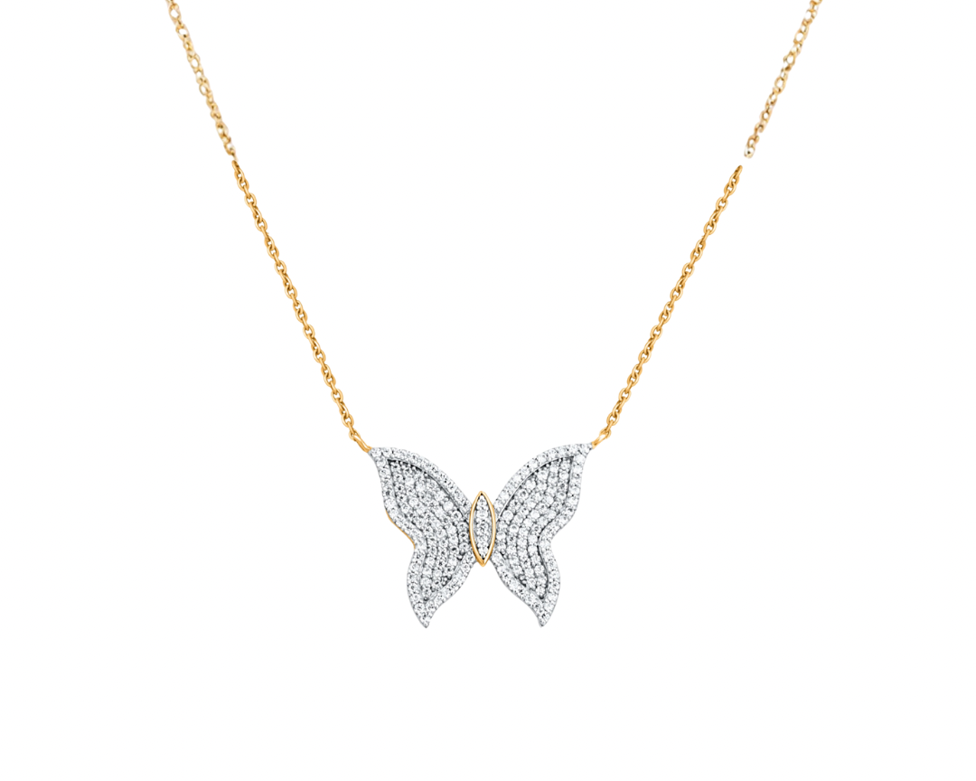 Elan Butterfly Silver Moissanite Necklace