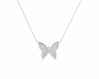Elan Butterfly Silver Moissanite Necklace