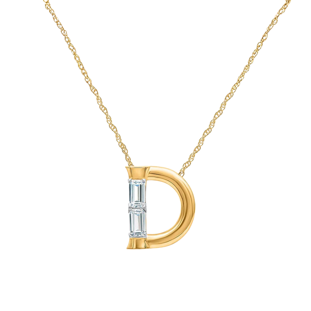Diva Initial 'D' Moissanite Necklace