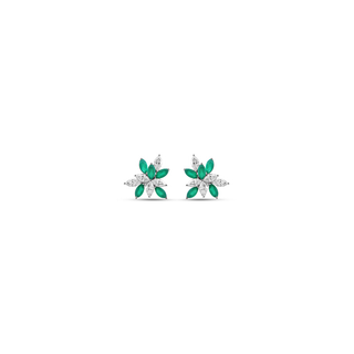 Emerald Pop Flower Moissanite Earrings