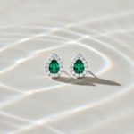Adila Jewels — Emerald Halo Earrings, Water Ripple Light