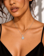 Amora Heart Halo Moissanite Silver Pendant