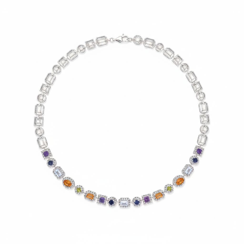 Soleia Multi-Stone Moissanite Necklace full view